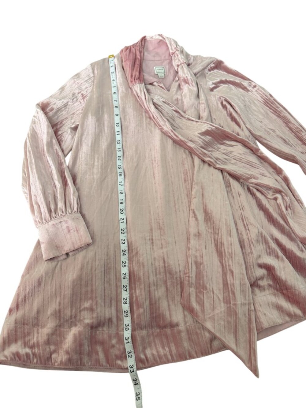Maeve Velvet Mini Dress Pink Tie Neck Long Sleeve Anthropologie M Romantic - Picture 8 of 11